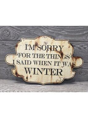 Funny Metal Tin Sign Distressed Winter Rustic Cabin Lodge Decor 17” X 11”